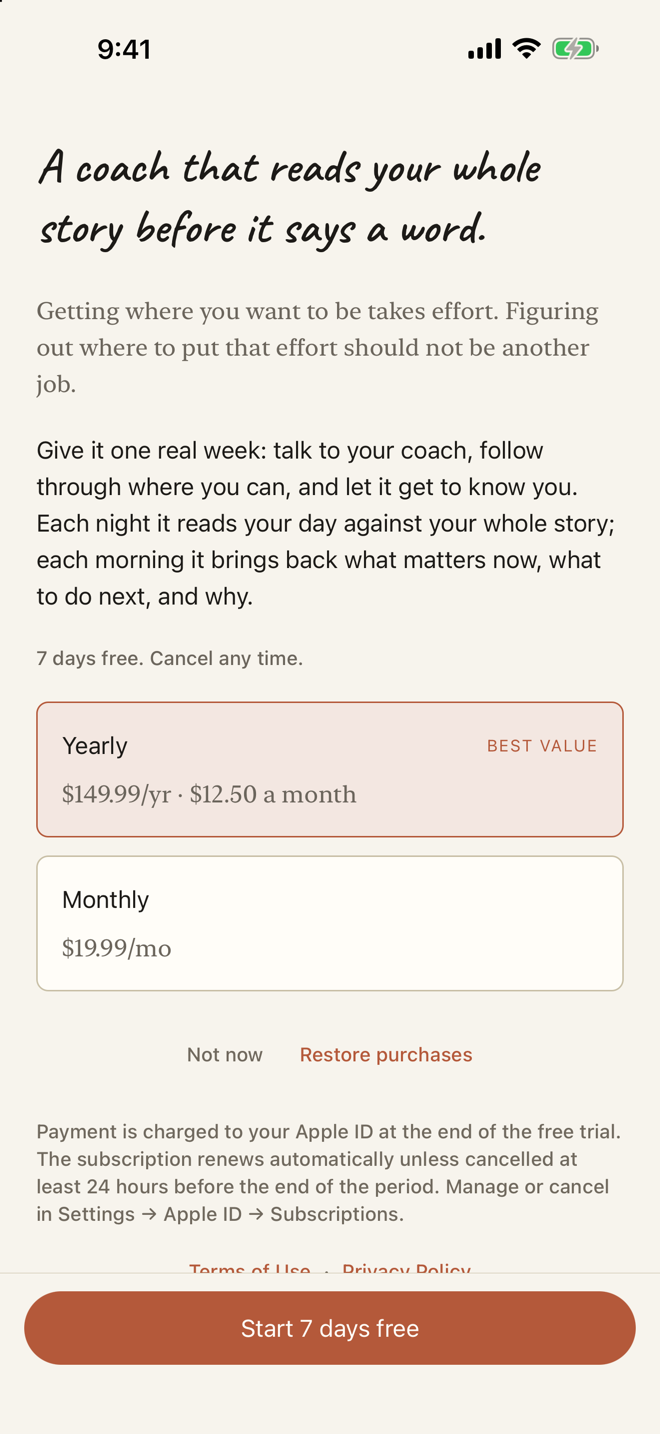 Health is hard alone. Get a coach that knows your story. — 7 days free. Cancel any time.
